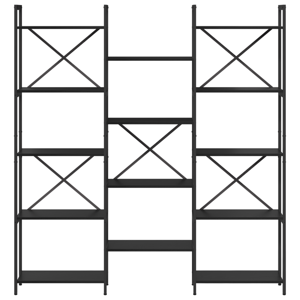 Produktbild för Hyllsystem Svart Ek 156 x 25 x 167 cm Konstruerat trä