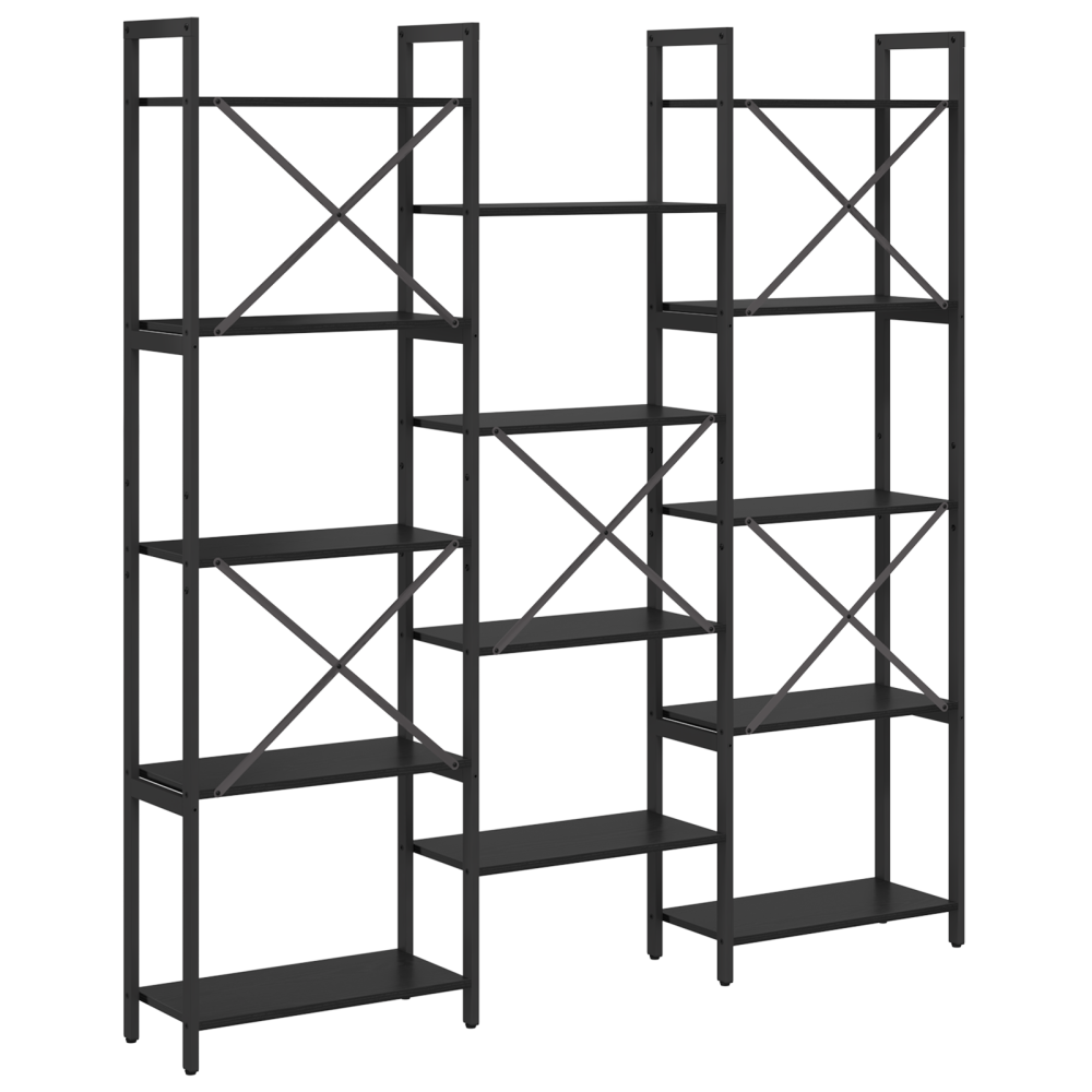 Produktbild för Hyllsystem Svart Ek 156 x 25 x 167 cm Konstruerat trä