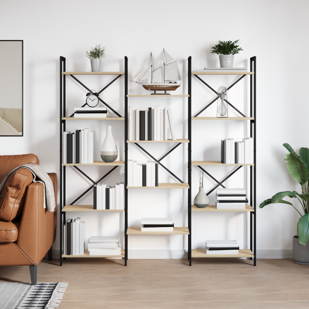 Produktbild för Hyllsystem Sonoma-ek 156 x 25 x 167 cm Konstruerat trä
