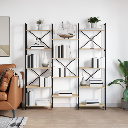 vidaXL Hyllsystem Sonoma-ek 156 x 25 x 167 cm Konstruerat trä