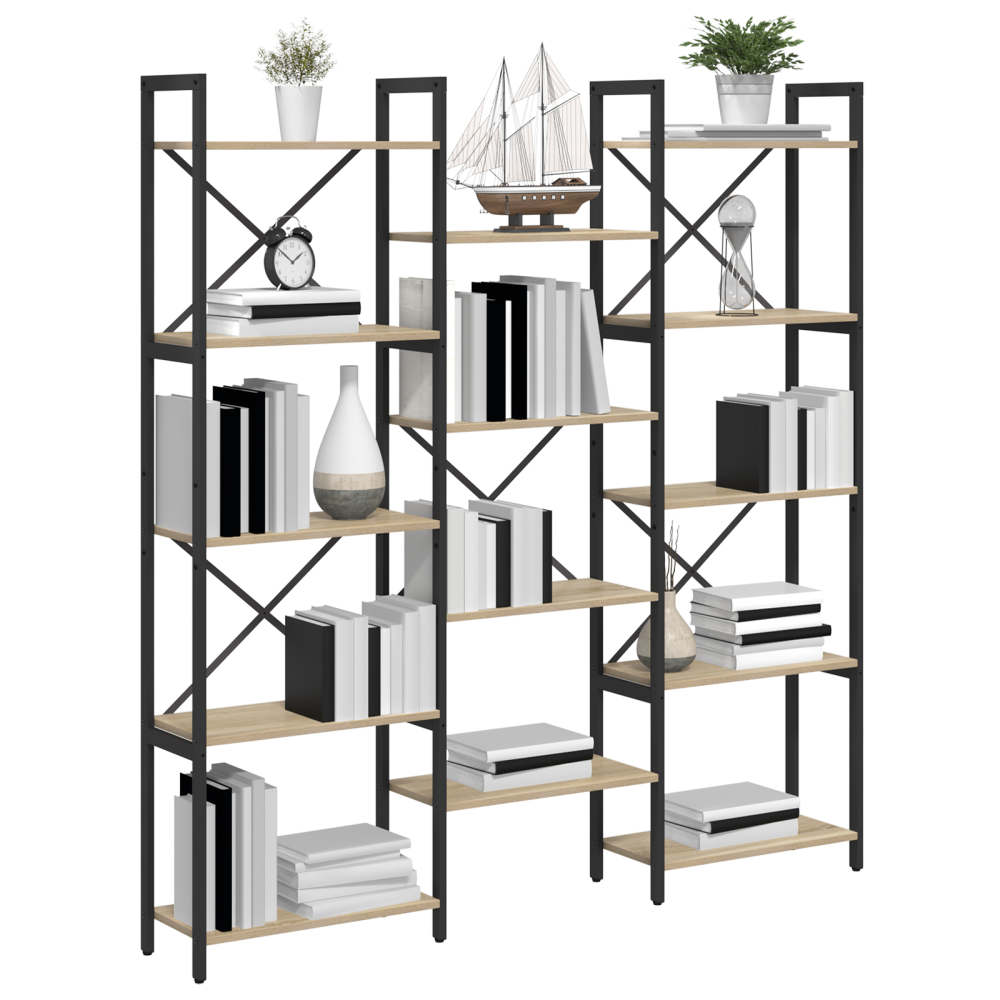 Produktbild för Hyllsystem Sonoma-ek 156 x 25 x 167 cm Konstruerat trä