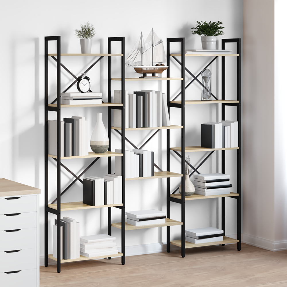 Produktbild för Hyllsystem Sonoma-ek 156 x 25 x 167 cm Konstruerat trä