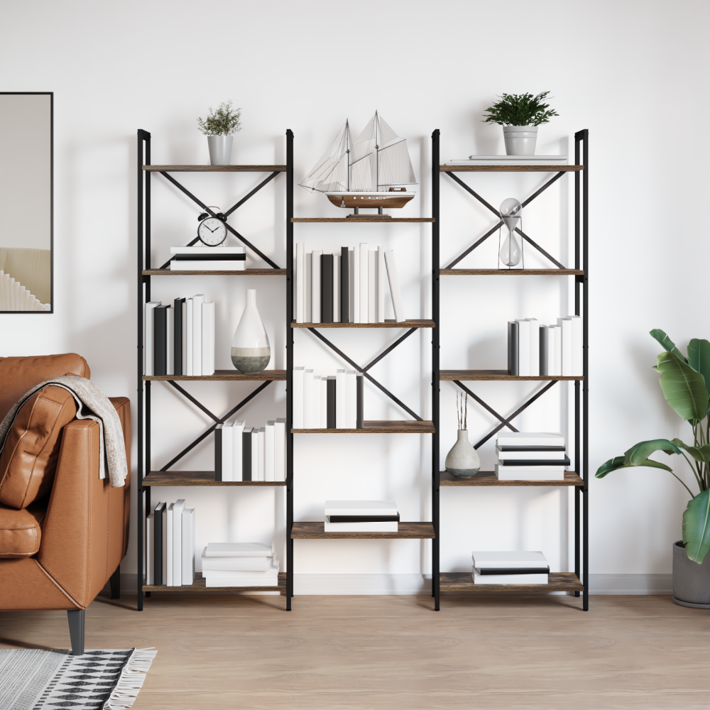 Produktbild för Hyllsystem Sonoma-ek 156 x 25 x 167 cm Konstruerat trä