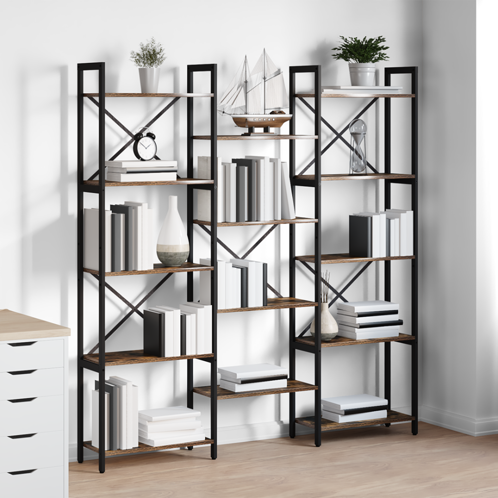 Produktbild för Hyllsystem Sonoma-ek 156 x 25 x 167 cm Konstruerat trä