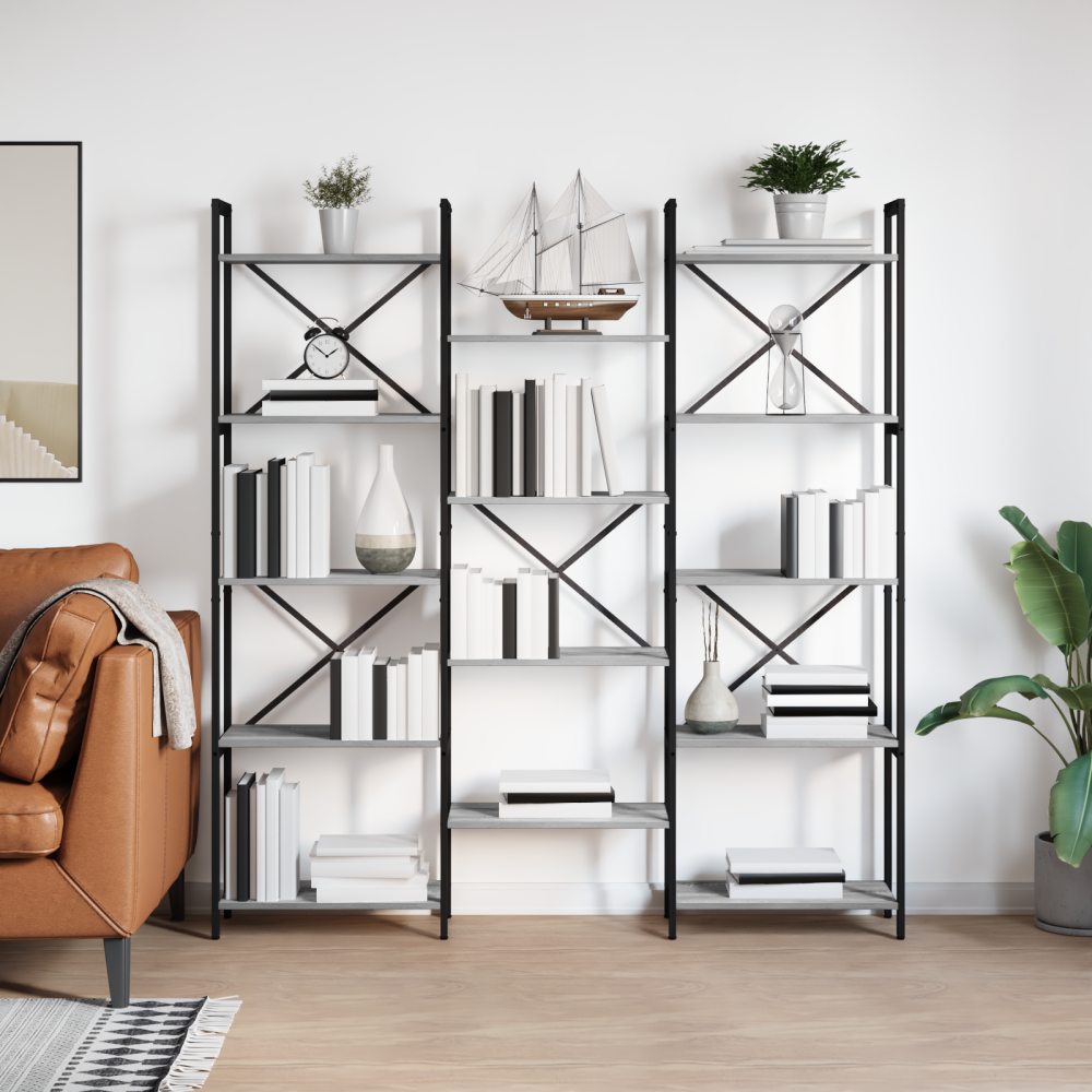 Produktbild för Hyllsystem Grå sonoma 156 x 25 x 167 cm Konstruerat trä