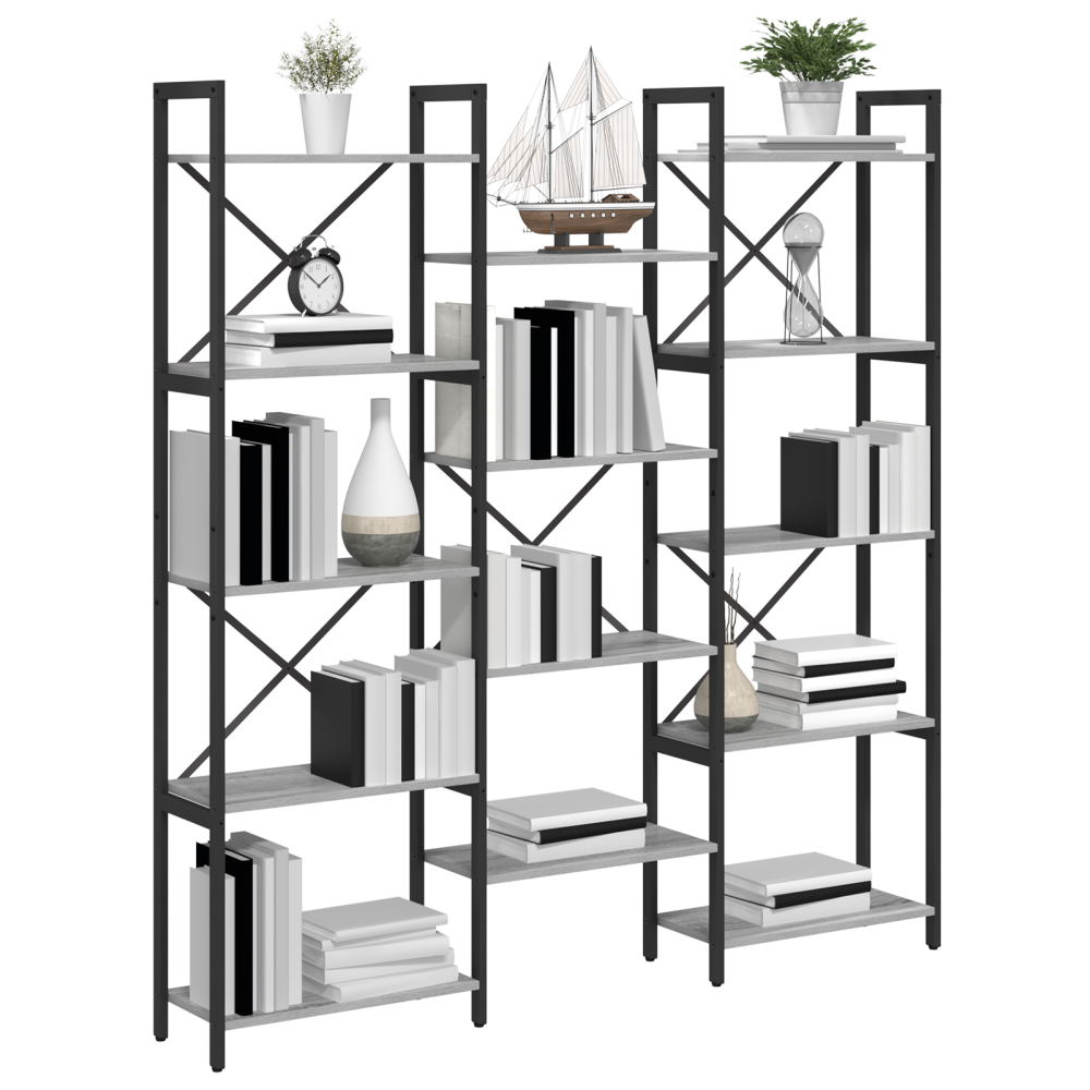 Produktbild för Hyllsystem Grå sonoma 156 x 25 x 167 cm Konstruerat trä