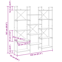 Produktbild för Hyllsystem Grå sonoma 156 x 25 x 167 cm Konstruerat trä