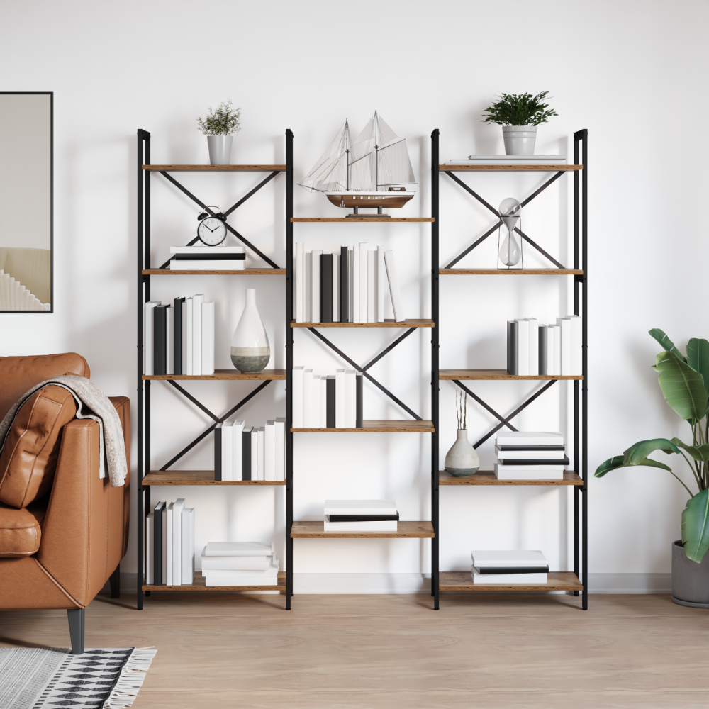 Produktbild för Hyllsystem Gammalt trä 156 x 25 x 167 cm Konstruerat trä