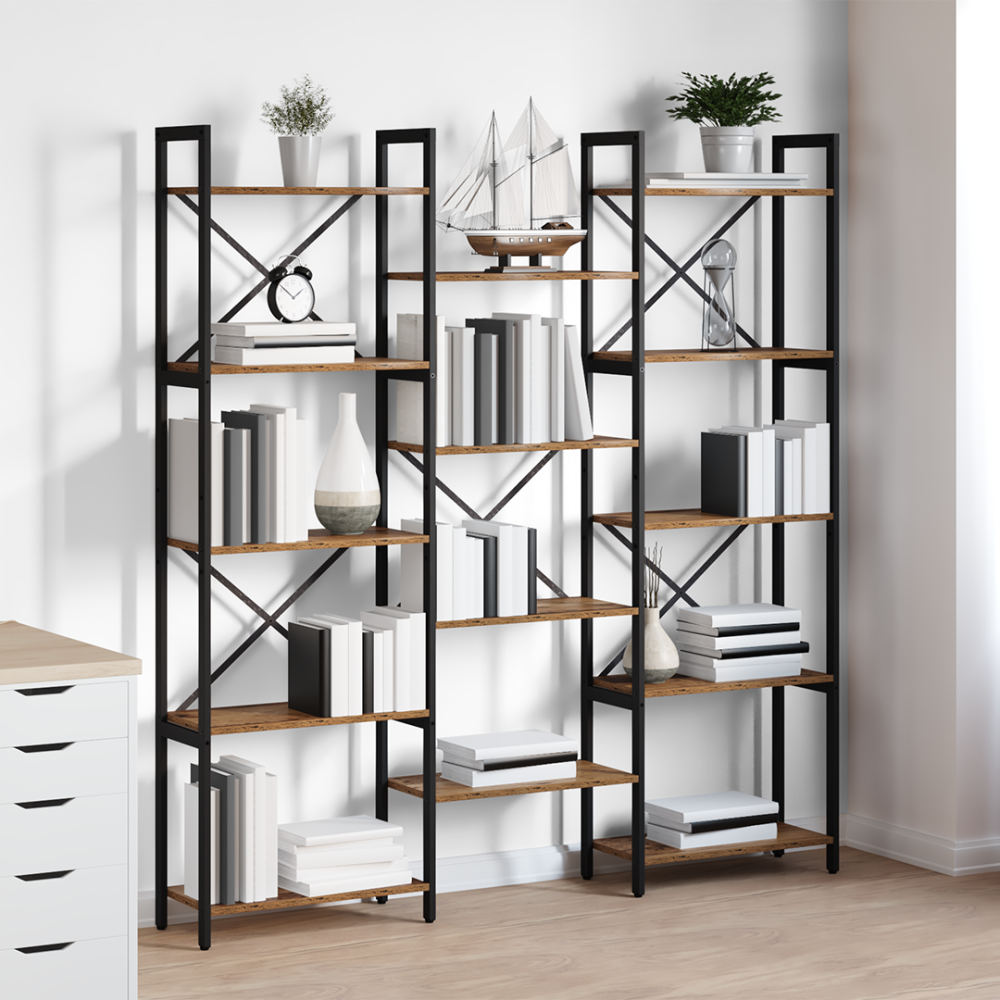 Produktbild för Hyllsystem Gammalt trä 156 x 25 x 167 cm Konstruerat trä