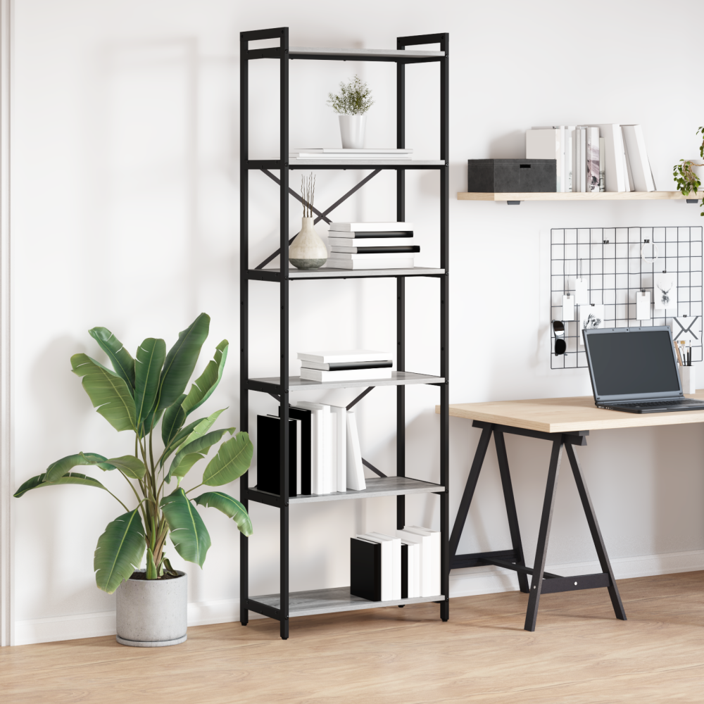 Produktbild för Hyllsystem Grå sonoma 60 x 30 x 189,5 cm Konstruerat trä