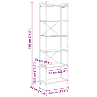 Produktbild för Hyllsystem Grå sonoma 60 x 30 x 189,5 cm Konstruerat trä