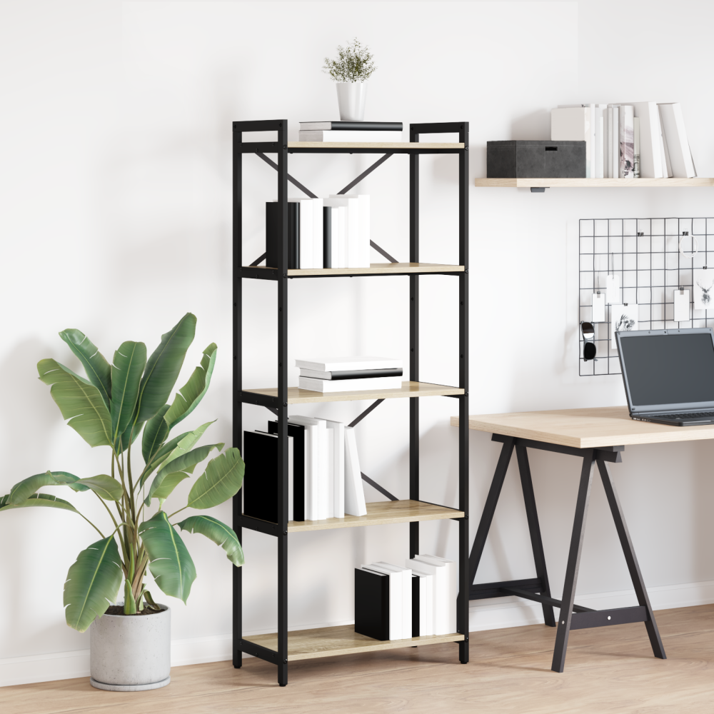 Produktbild för Hyllsystem Sonoma-ek 60 x 30 x 155 cm Konstruerat trä