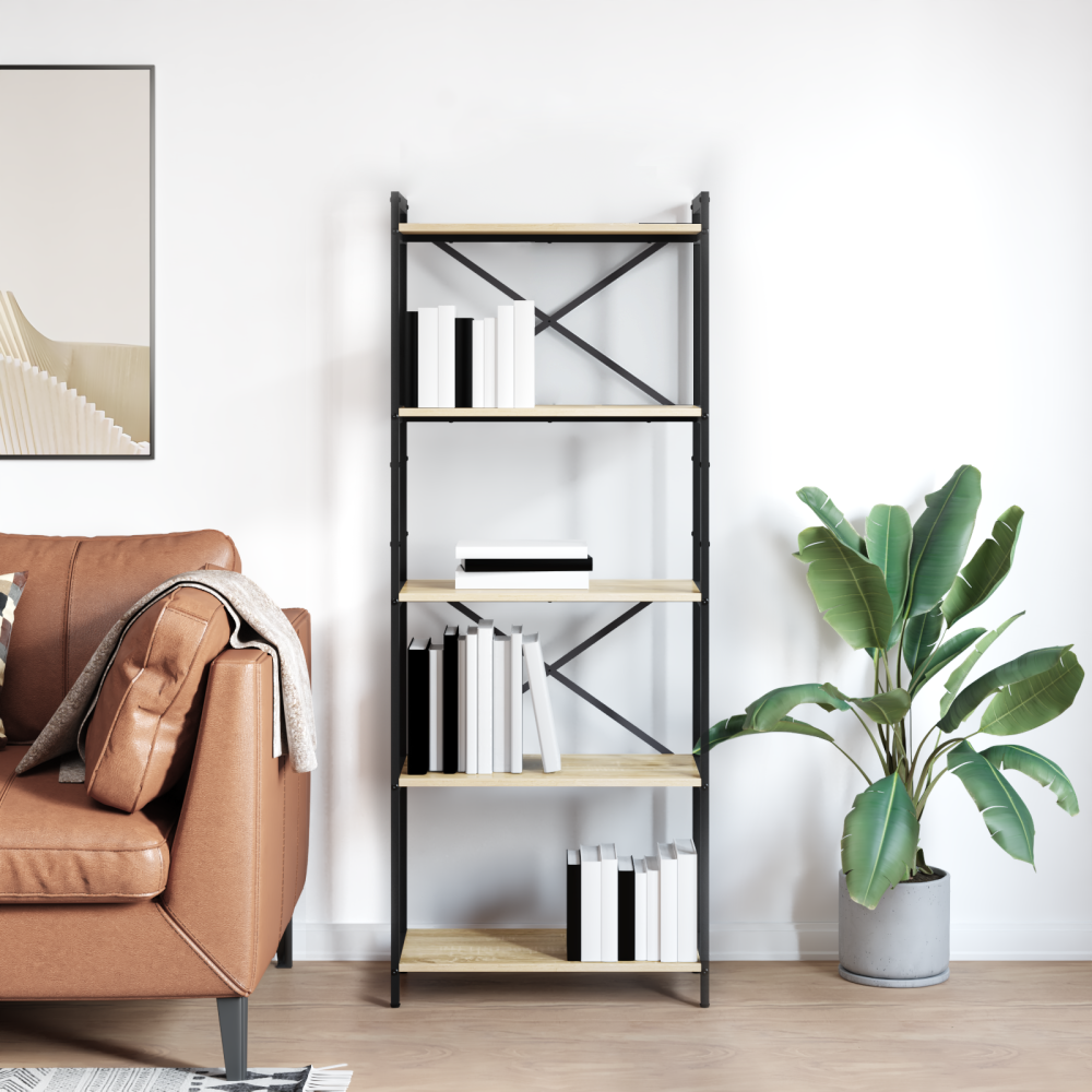 Produktbild för Hyllsystem Sonoma-ek 60 x 30 x 155 cm Konstruerat trä
