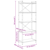 Produktbild för Hyllsystem Sonoma-ek 60 x 30 x 155 cm Konstruerat trä