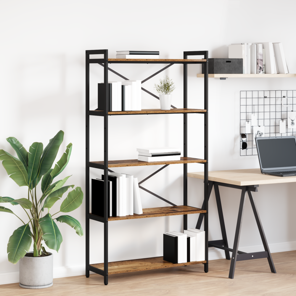 Produktbild för Hyllsystem Gammalt trä 80 x 30 x 155 cm Konstruerat trä