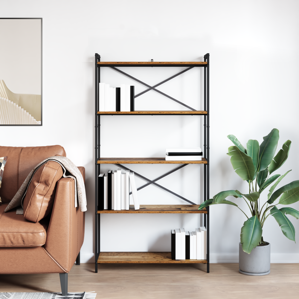 Produktbild för Hyllsystem Gammalt trä 80 x 30 x 155 cm Konstruerat trä