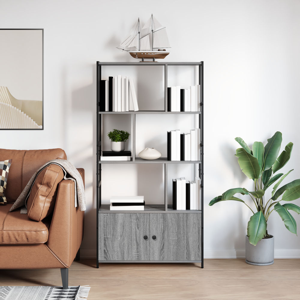 Produktbild för Hyllsystem Grå sonoma 80 x 30 x 155,5 cm Konstruerat trä
