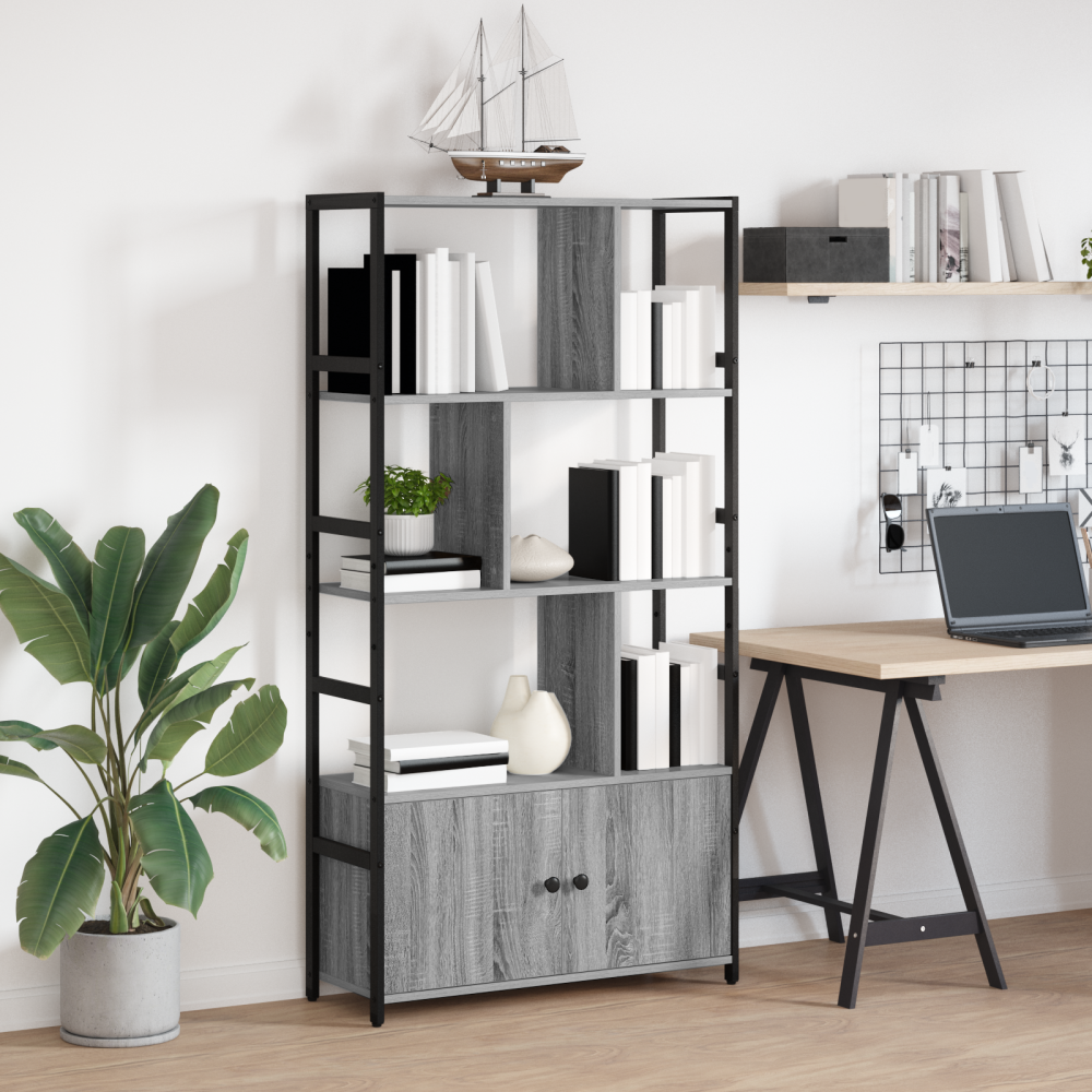 Produktbild för Hyllsystem Grå sonoma 80 x 30 x 155,5 cm Konstruerat trä