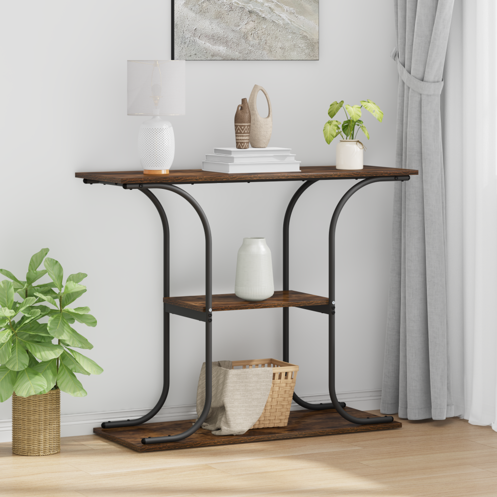 Produktbild för Konsolbord med hylla Rökt ek 101 x 35 x 80,5 cm Konstruerat trä