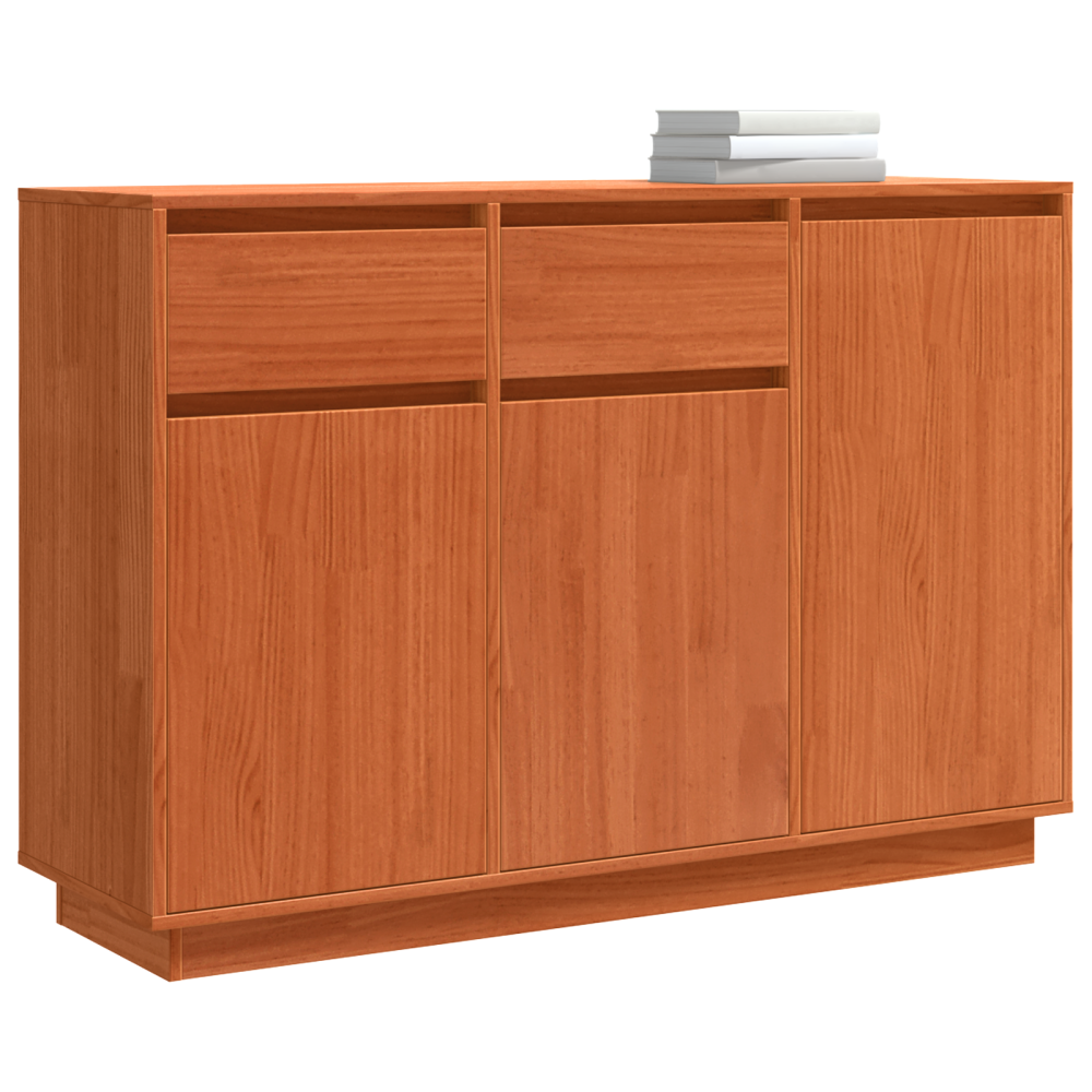 Produktbild för Sideboard med låda Vaxbrun 110 x 34 x 75 cm Massiv furu