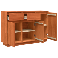 Produktbild för Sideboard med låda Vaxbrun 110 x 34 x 75 cm Massiv furu