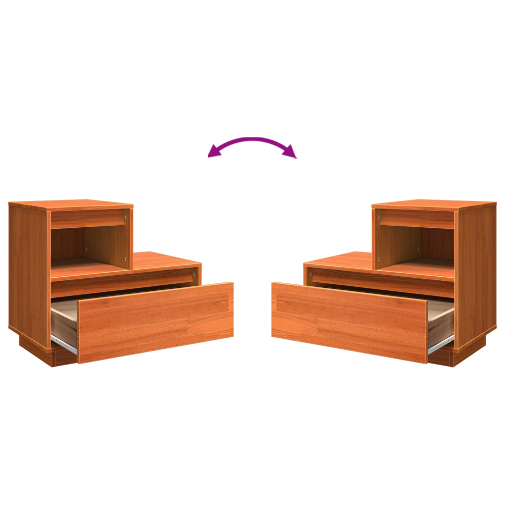 Produktbild för Nattduksbord 2 pcs Vaxbrun 60 x 34 x 51 cm Konstruerat trä