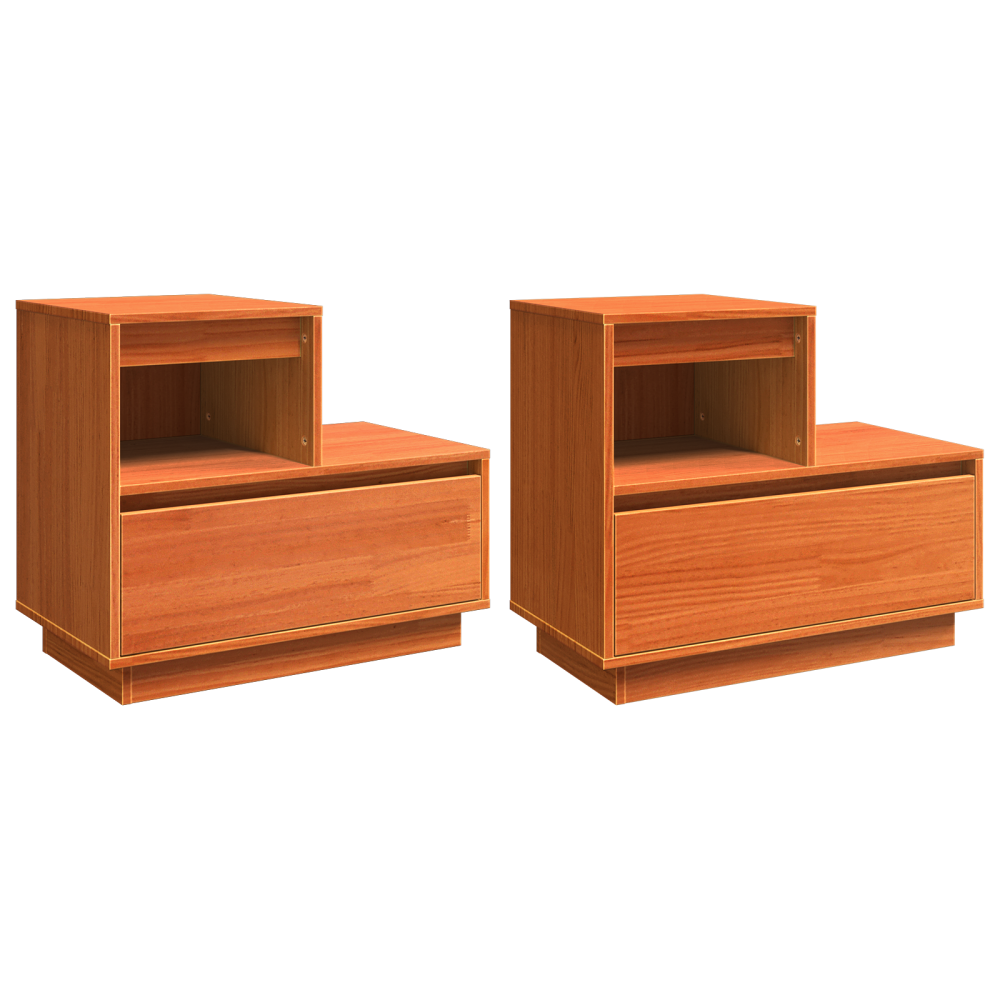 Produktbild för Nattduksbord 2 pcs Vaxbrun 60 x 34 x 51 cm Konstruerat trä