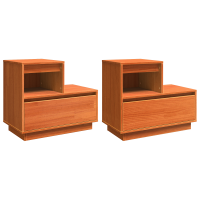 Produktbild för Nattduksbord 2 pcs Vaxbrun 60 x 34 x 51 cm Konstruerat trä
