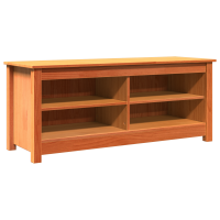 Produktbild för Förvaringsbänk med hylla Vaxbrun 110 x 38 x 45,5 cm Massiv furu