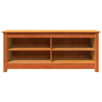 Produktbild för Förvaringsbänk med hylla Vaxbrun 110 x 38 x 45,5 cm Massiv furu