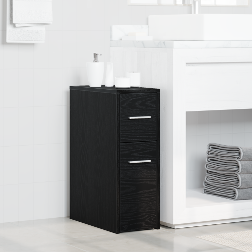 vidaXL Badrumsmöbelset Svart Ek 22 x 44 x 61,5 cm Konstruerat trä
