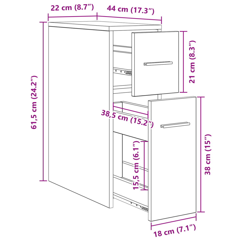 Produktbild för Badrumsmöbelset Svart Ek 22 x 44 x 61,5 cm Konstruerat trä