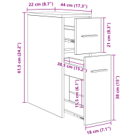 Produktbild för Badrumsmöbelset Svart Ek 22 x 44 x 61,5 cm Konstruerat trä