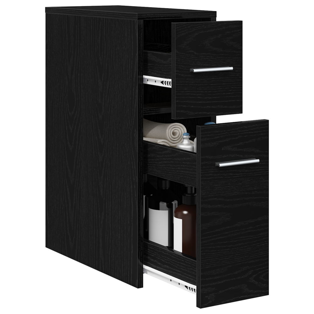 Produktbild för Badrumsmöbelset Svart Ek 22 x 44 x 61,5 cm Konstruerat trä