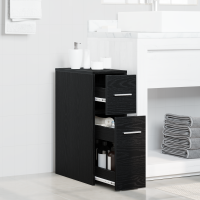 Produktbild för Badrumsmöbelset Svart Ek 22 x 44 x 61,5 cm Konstruerat trä