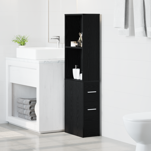 vidaXL Badrumsmöbelset Svart Ek 22 x 41 x 135 cm Konstruerat trä