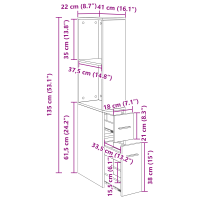Produktbild för Badrumsmöbelset Svart Ek 22 x 41 x 135 cm Konstruerat trä