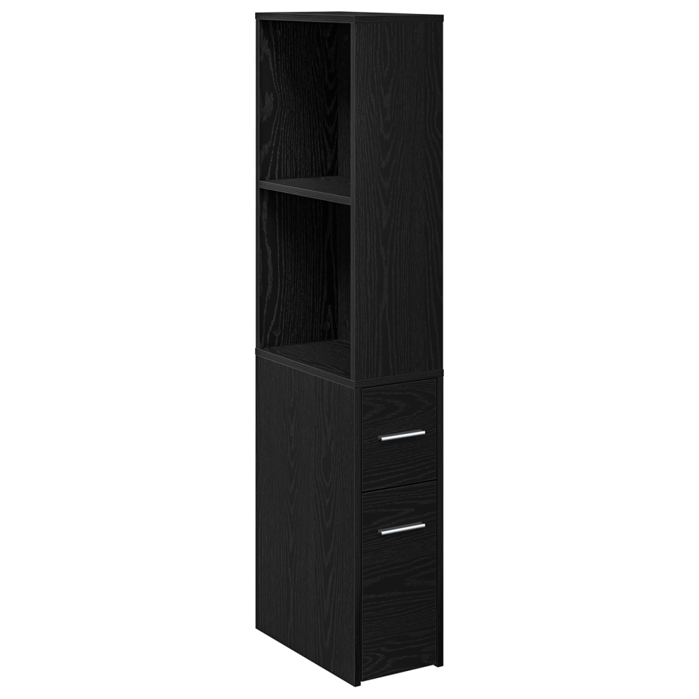 Produktbild för Badrumsmöbelset Svart Ek 22 x 41 x 135 cm Konstruerat trä