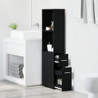Produktbild för Badrumsmöbelset Svart Ek 22 x 41 x 135 cm Konstruerat trä