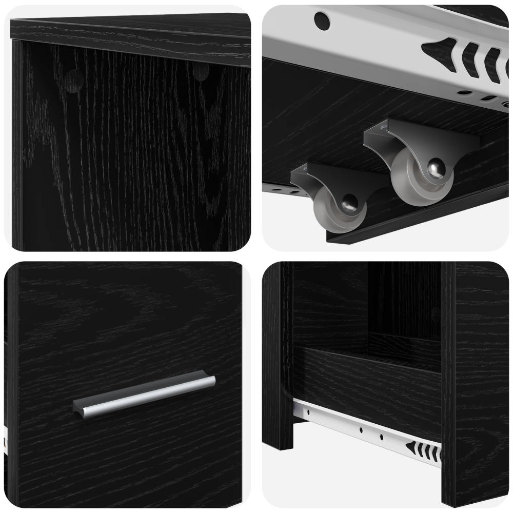 Produktbild för Badrumsmöbelset Svart Ek 22 x 41 x 135 cm Konstruerat trä
