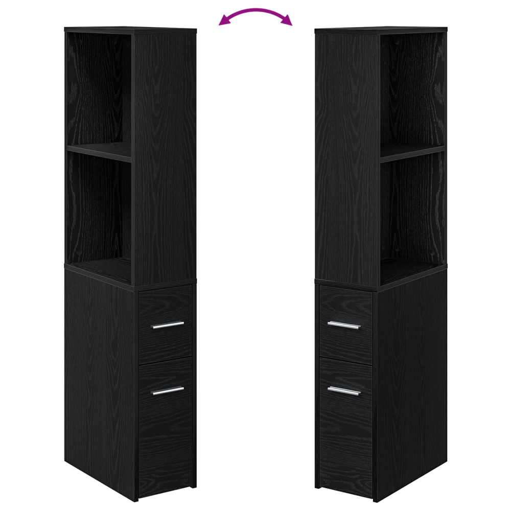 Produktbild för Badrumsmöbelset Svart Ek 22 x 41 x 135 cm Konstruerat trä