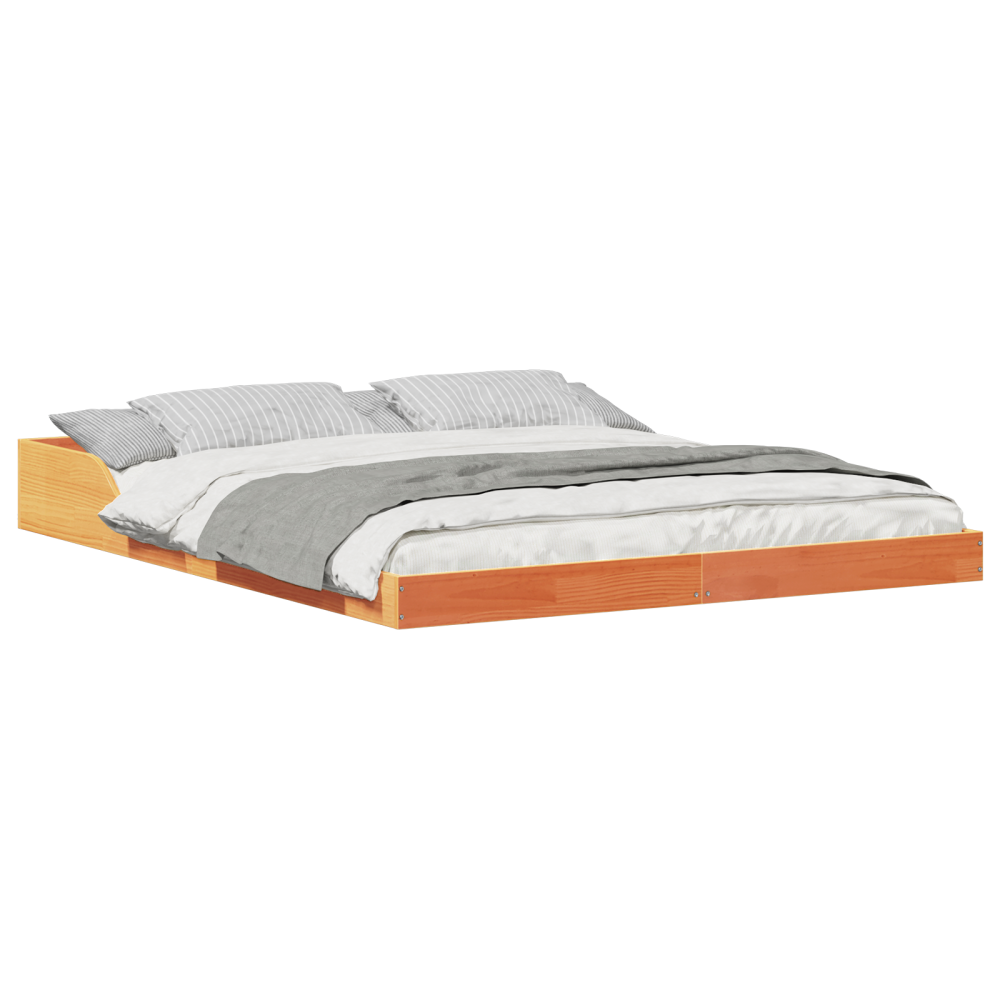 Produktbild för Sängram Vaxbrun 150 x 200 cm Massiv furu