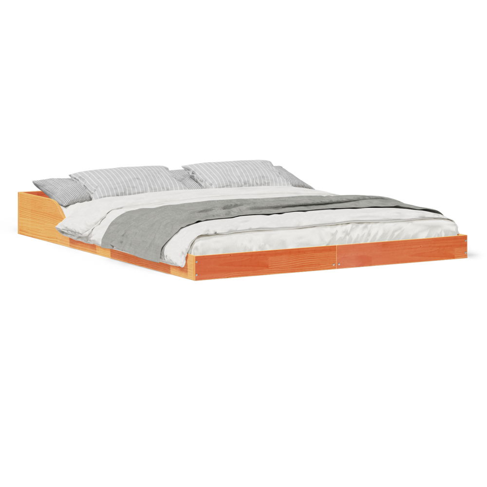 Produktbild för Sängram Vaxbrun 150 x 200 cm Massiv furu