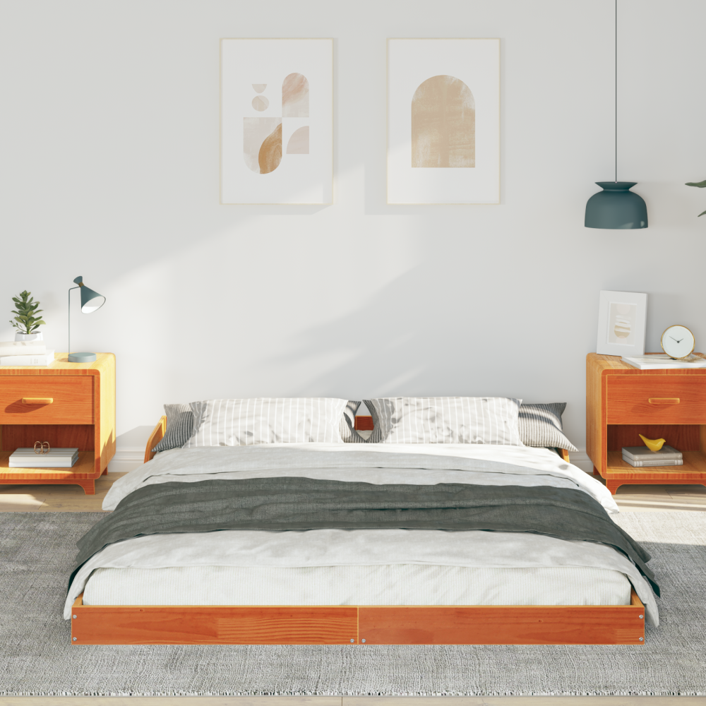 Produktbild för Sängram Vaxbrun 150 x 200 cm Massiv furu