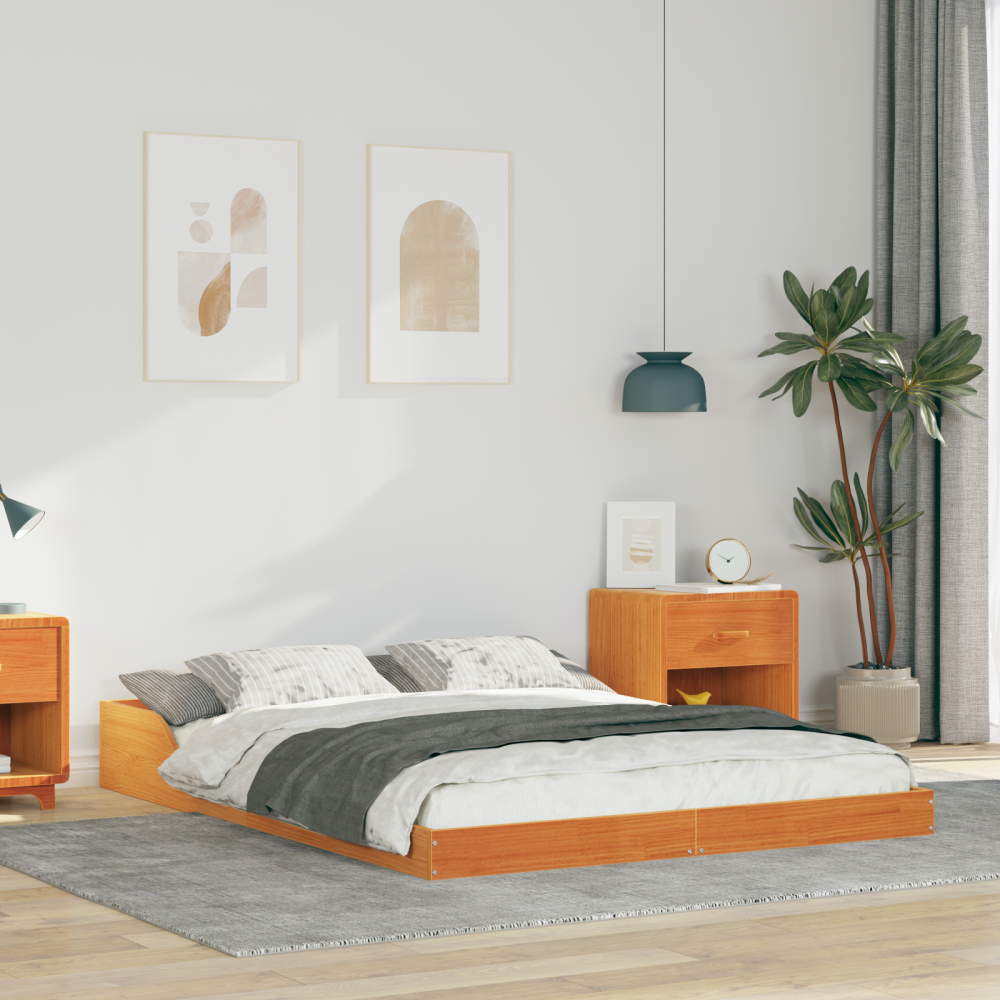 Produktbild för Sängram Vaxbrun 120 x 200 cm Massiv furu