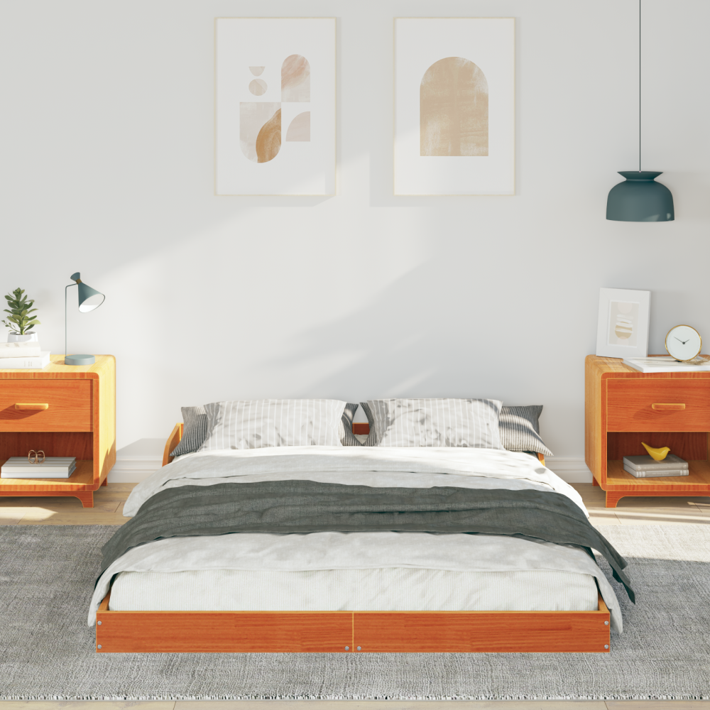 Produktbild för Sängram Vaxbrun 120 x 200 cm Massiv furu