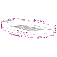 Produktbild för Sängram Vaxbrun 90 x 200 cm Massiv furu