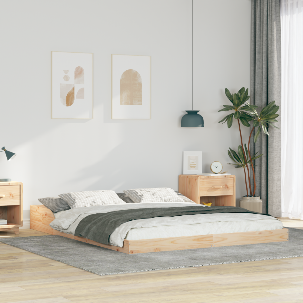 Produktbild för Sängram Brun 140 x 210 cm Massiv furu