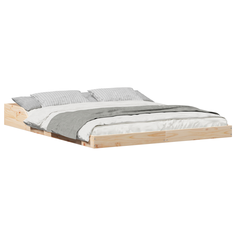 Produktbild för Sängram Brun 140 x 210 cm Massiv furu