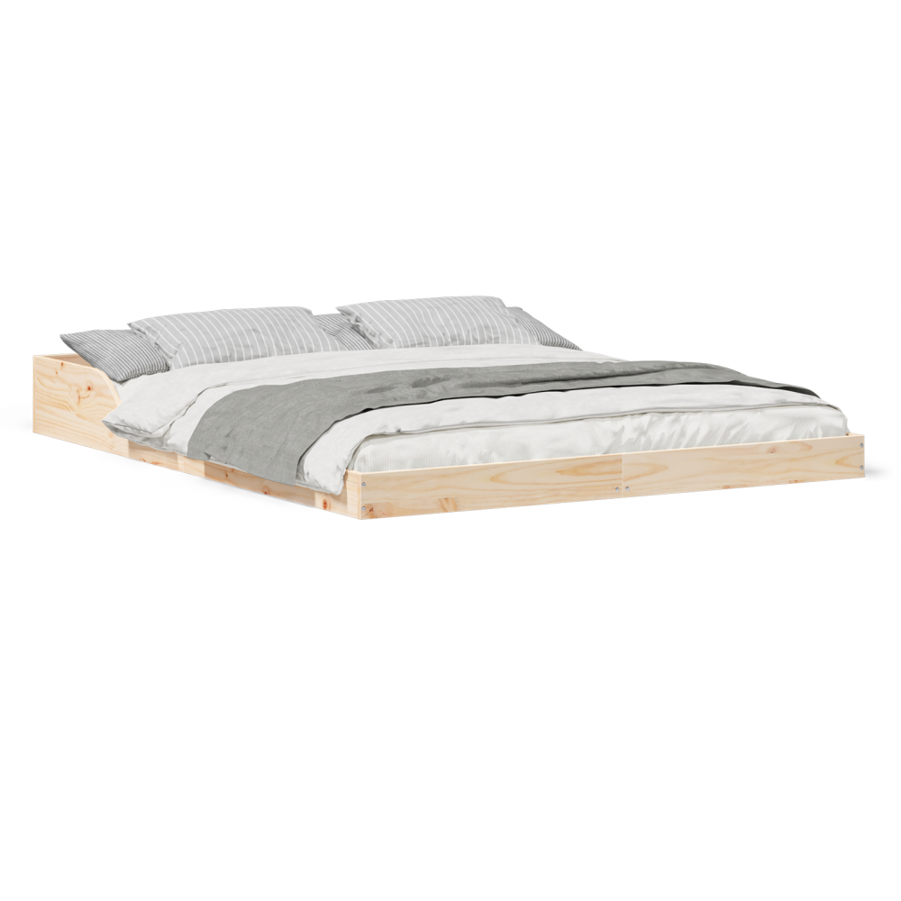 Produktbild för Sängram Brun 140 x 210 cm Massiv furu
